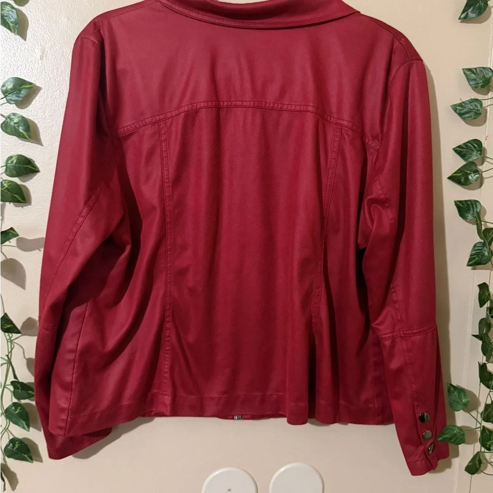 IS SOLD Allison Daley Vibrant Red Leather Jacket - Picture 6 of 7